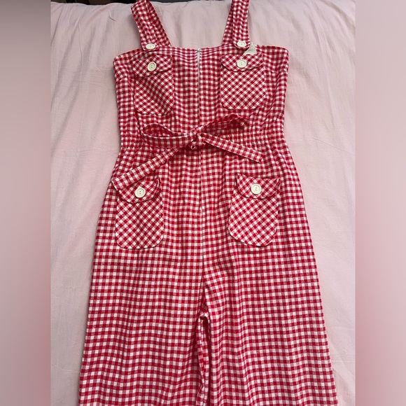 Vintage JCPenney Red Checkered Women's Jumpsuit - Picture 4 of 9